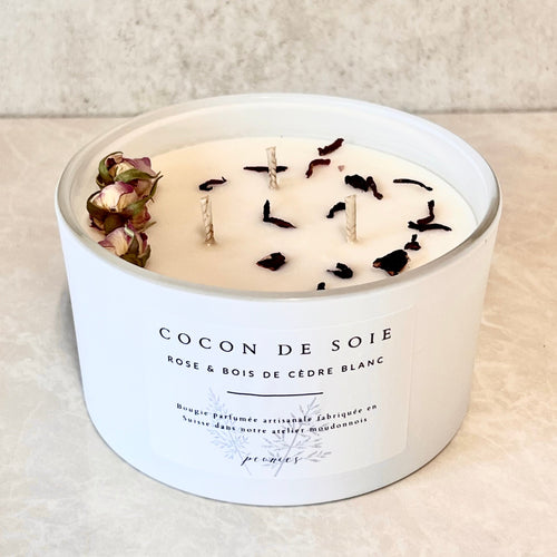 Cocon de Soie - Rose & Bois de Cèdre Blanc 400g Blanc