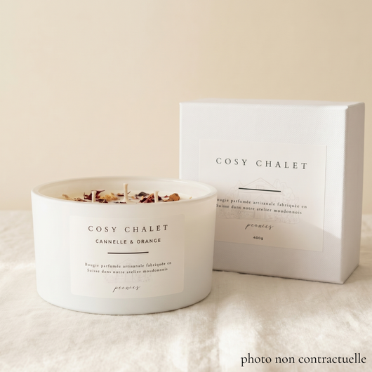 Bougie 400g verre blanc — Peonies Natural Care